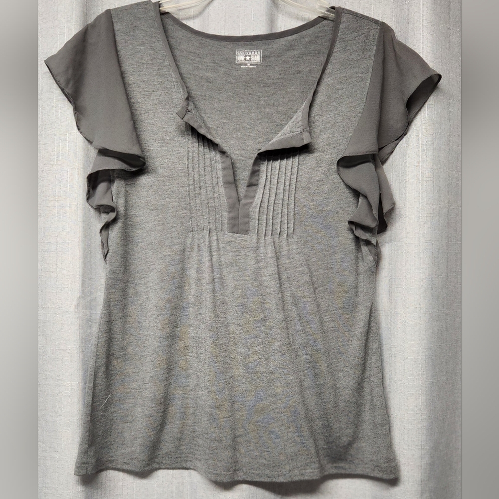 CONVERSE One Star Gray Short-Sleeve Top - Women's M Medium